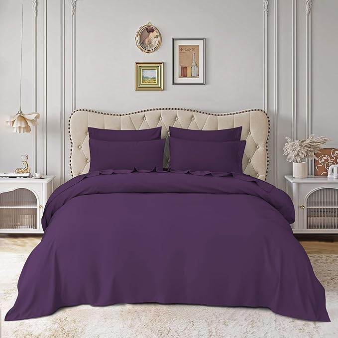 Mocassi Pillowcases 1800 Premium Hotel Quality - Easy Care, Smooth Weave, Wrinkle and Stain Resistant, Easy Slip-On, 2-Piece Set, Standard/Queen Pillowcase, Purple