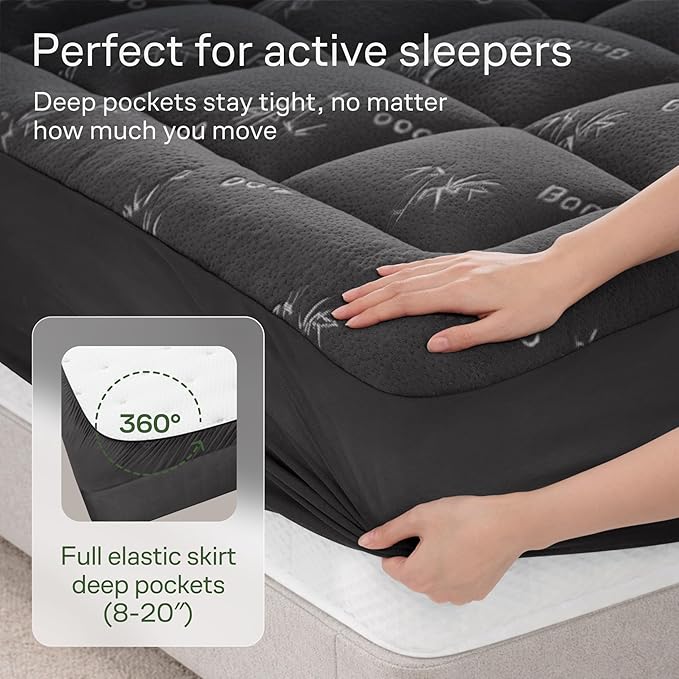 Niagara Sleep Solution Ultra Soft Twin Size Mattress Topper - Viscose Made from Bamboo Pillow Top Mattress Pad for Back Pain Relief - Naturally Cooling for Hot Sleepers, Dark Gray