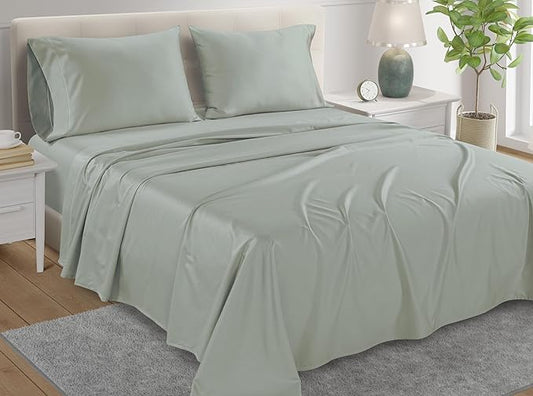 100% Egyptian Cotton Sheets California King Size, 800TC Breathable Bed Sheet Set, 15" Deep Pocket California King Sheets Cotton, Sateen Weave Luxury Hotel Collection No Pill & Shrink - Mineral