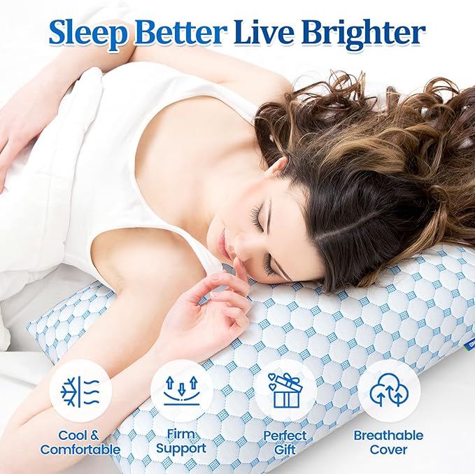 CloudBliss Cooling Bed Pillows for Sleeping, Shredded Memory Foam Pillows with Washable & Breathable Pillowcase, Adjustable Height Pillow for Side, Back and Stomach Sleepers, King Size