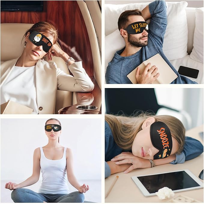 Funny 3D Zero Pressure Sleep Eye Mask for Men Women Side Sleeper, Adjustable Blackout Soft Breathable Eye Masks for Travel Nap Night Sleep, Humorous Gift Stocking Stuffers (LET ME Sleep)