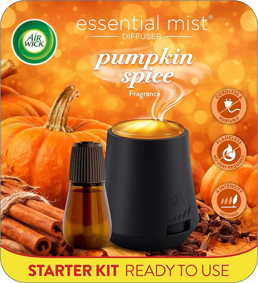 Air Wick Essential Mist Starter Kit (Diffuser + Refill), Pumpkin Spice, Fall scent, Fall spray, Essential Oils Diffuser, Air Freshener