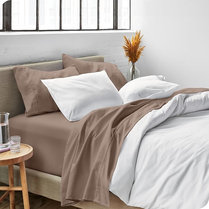 Bare Home Full XL Sheet Set - 1800 Ultra-Soft Microfiber Full Extra Long Bed Sheets - Double Brushed - Deep Pockets - Easy Fit - 4 Piece Set - Bedding Sheets & Pillowcases (Full XL, Taupe)