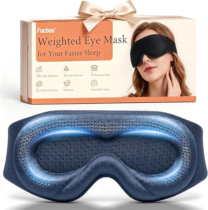 Weighted Eye Mask for Sleeping - 100% Blackout Sleep Mask for Women & Men, 3D Contoured Eye Mask for Lash Extensions, Zero Eye Pressure, Memory Foam, Adjustable Strap for Airplane Travel & Meditation