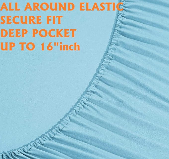 Elegant Comfort Luxury Soft Bed Sheets 1500 Premium Hotel Quality Microfiber Softness Wrinkle and Fade Resistant (6-Piece) Bedding Set, California King, Aqua Blue