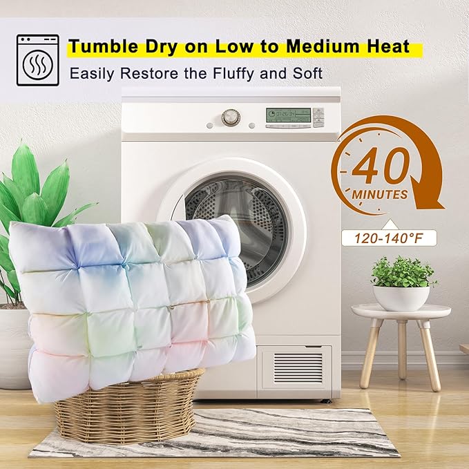 YOUR MOON Soft Pillows for Sleeping, Support Bed Pillows, Fluffy Down Alternative Pillow, Luxury Hotel Gel Pillows for Side Sleeping Queen Size (Rainbow)