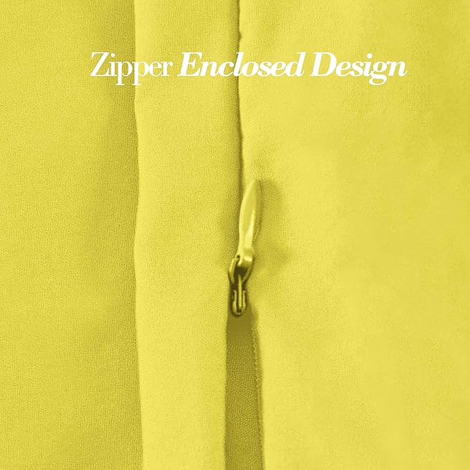 Mocassi 1-Piece Premium Body Pillowcase 1800 Series Hotel Quality Microfiber - Soft and Breathable with 3-Line Embroidery Wrinkle and Stain Resistant, Easy Care, 21" x 54", Yellow