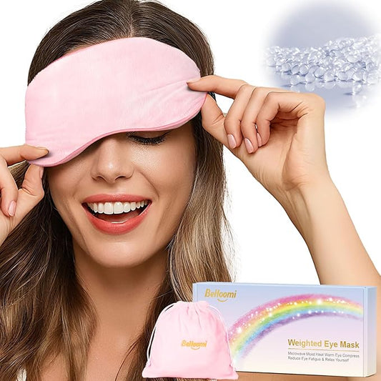 BeHoomi Heated Eye Mask, Weighted Sleep Mask Warm Compress for Eyes, Cooling Eye Mask for Sleeping, Reusable Eye Masks for Home, Office, Hot and Cold for Eye Relaxation, Mothers Day Gifts (Pink)