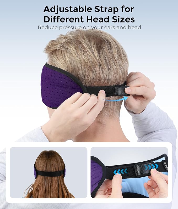LOVE EYE Sleep Headphones Bluetooth 5.4 Sleeping Eye Mask Wireless Music Earphones with HD Speakers for Side Sleepers Total Blackout Cotton Mask for Travel, Office, Unique Gifts (Deep Purple)