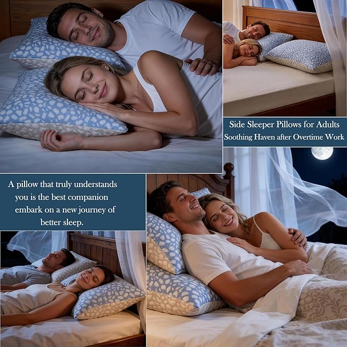 Firm Memory Foam Bed Pillows Standard Size Set of 2,Adjustable Cooling Side Sleeper Pillow,Hotel Collection Breathable Support, Washable Cover with Zipper,Home Gifts