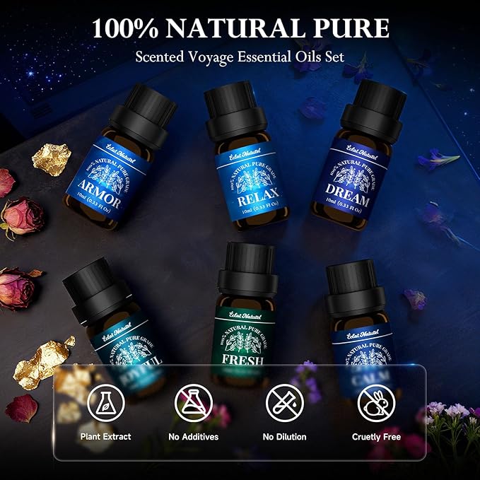 Essential Oils Blended, Essential Oil Set for Diffusers for Home Candle & Soap Making, Oils for Aromatherapy & Humidifiers, 6 x 10ml