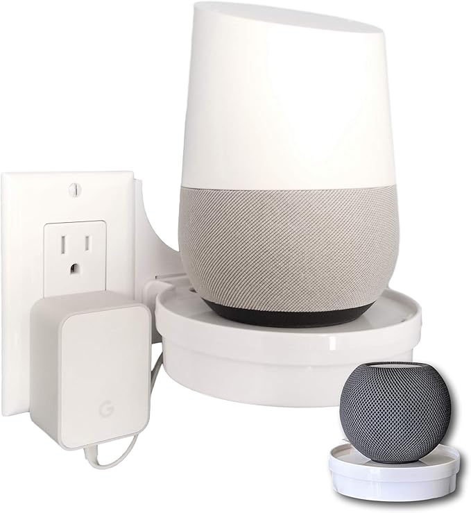 Mount Genie The Easy Outlet Shelf Works with All Outlets - 60 Second Install - Hidden Cord Cable Storage - Perfect Google Home Mount, Nest WiFi Mount, for Cameras, Voice Assistants, and More