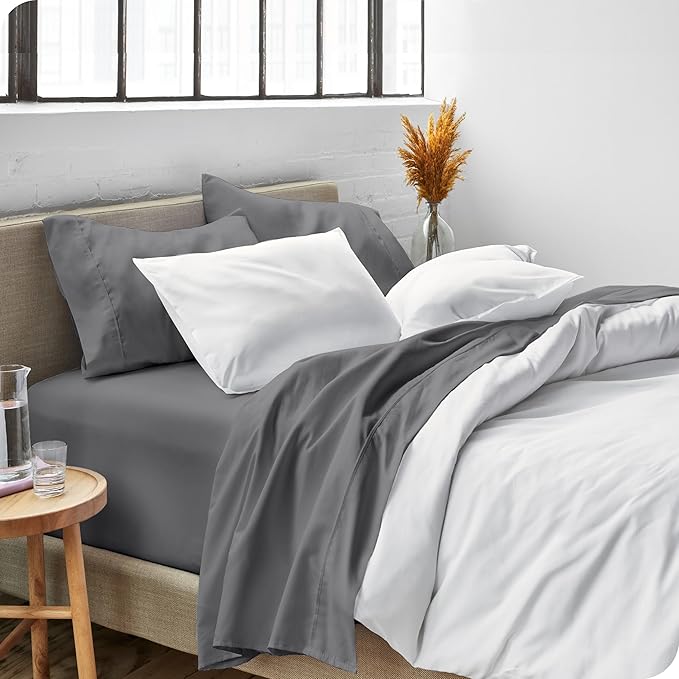Bare Home King Sheet Set - 1800 Ultra-Soft Microfiber King Bed Sheets - Double Brushed - Deep Pockets - Easy Fit - 4 Piece Set - Bedding Sheets & Pillowcases (King, Grey)