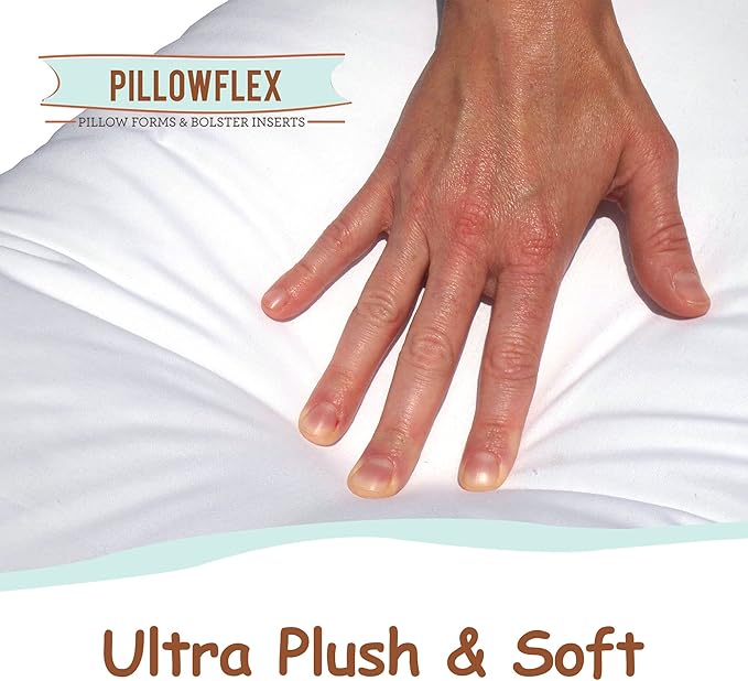 Pillowflex Synthetic Down Pillow Insert - 14x20 Down Alternative Pillow, Ultra Soft, Small Rectangle, Lumbar, Travel, Neck, Sleeping Pillow - 1 Decorative Pillow Form