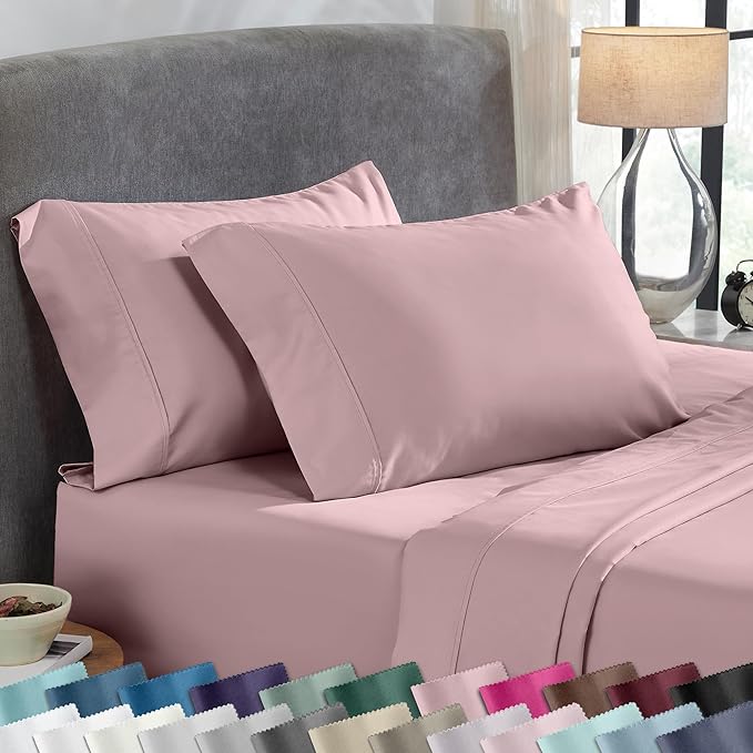 California Design Den Pillow Cases King Size Set of 2-400 Thread Count Sateen, Natural 100% Cotton Pillowcases King, Soft, Roomy and Breathable - Mauve
