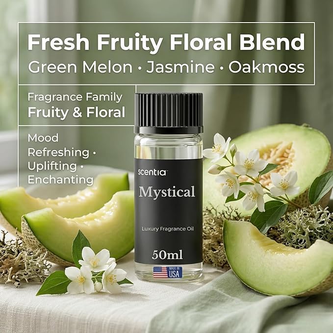 Scentia Mystical Hotel Scent Diffuser Oil – Luxury Fragrance Inspired by Wynn Las Vegas – 50 mL – Melon, Raspberry & Jasmine Essential Oil Blend for Home, Office & Aromatherapy Diffusers, Made in USA