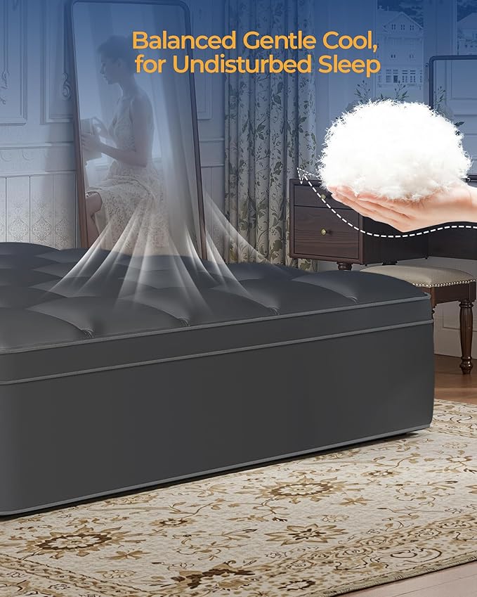 KAYFIA TwinXL Mattress Topper,Extra Thick Mattress Pad Cover for Deep Sleep,3D+7D Snow Down Alternative Fill Overfilled Plush Pillow Top Mattress with 8-23 Inch Deep Pocket-Grey