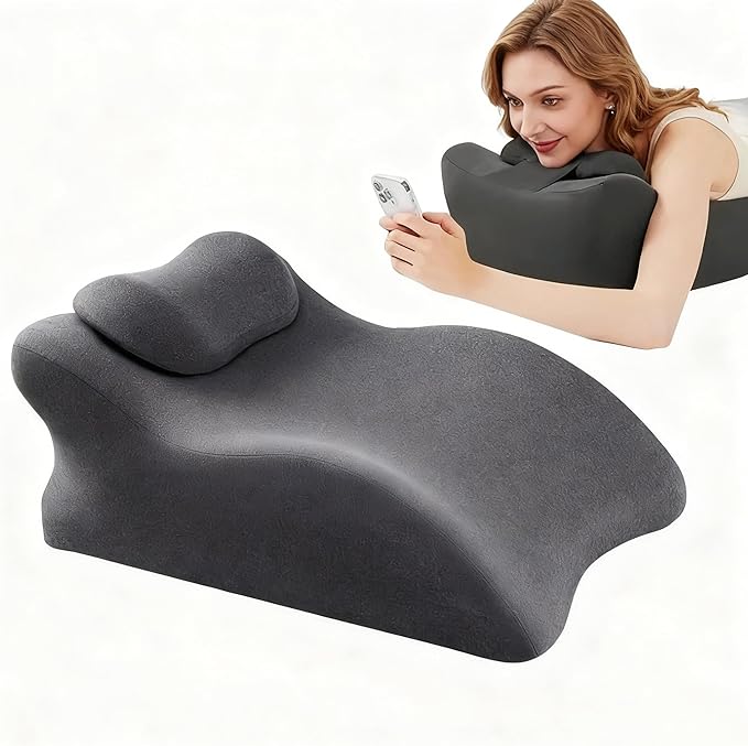 Memory Foam Wedge Pillow for Sleeping and Reading, Ergonomic Multi-Purpose Backrest, Superior Neck & Shoulder Support with Removable Cover (Dark Gray)