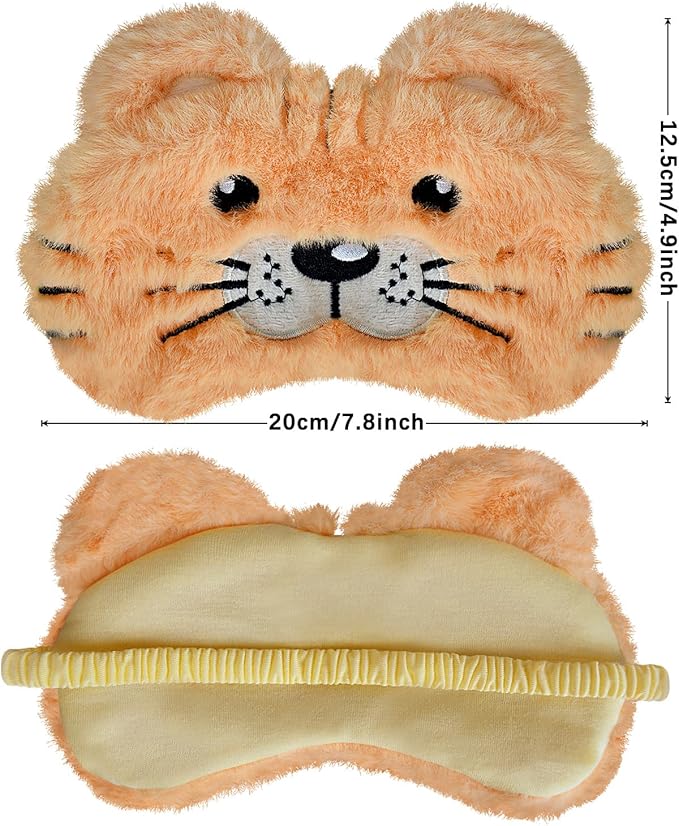 Cute Tiger Sleeping Mask, Soft Fluffy Plush Blindfold Funny Novelty Sleep Mask Eye Cover Eyeshade for Kids Girls Boys Women Night Nap Travel Meditation