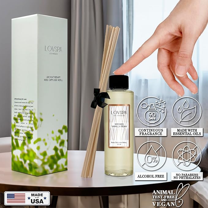 Smoked Vanilla Diffuser Oil - Luxury Essential Oils for Diffuser Refill & Air Freshener Room Spray - Long-Lasting & Natural Home Fragrance, Scented Oil for Diffusers, USA Made, 4oz