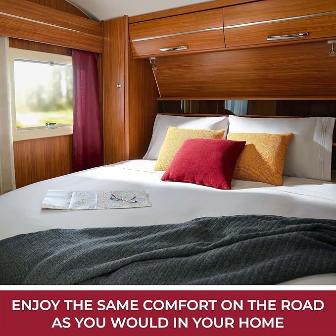 Mellanni RV Short Queen Sheets - 4 PC Iconic Collection Bedding - Hotel Luxury, Extra Soft, Cooling Bed Sheets - Deep Pocket up to 10 inch (RV/Short Queen, Beige)