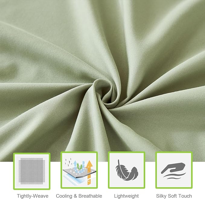 ILAVANDE Queen Sheets Set 6 Piece,Hotel Luxury Super Soft 1800 Series Microfiber Queen Bed Sheets Set-Wrinkle Free & Breathable-14 Deep Pocket Sheets for Queen Size Bed(Queen,Sage Green)