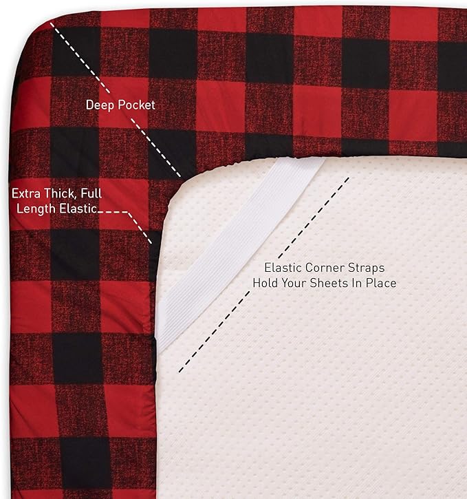 1500 Supreme Collection Buffalo Print Sheet Set, Twin XL Size - Luxury Bed Sheets Set with Deep Pocket Wrinkle Free Bedding, Twin XL, Burgundy/Black Buffalo Print
