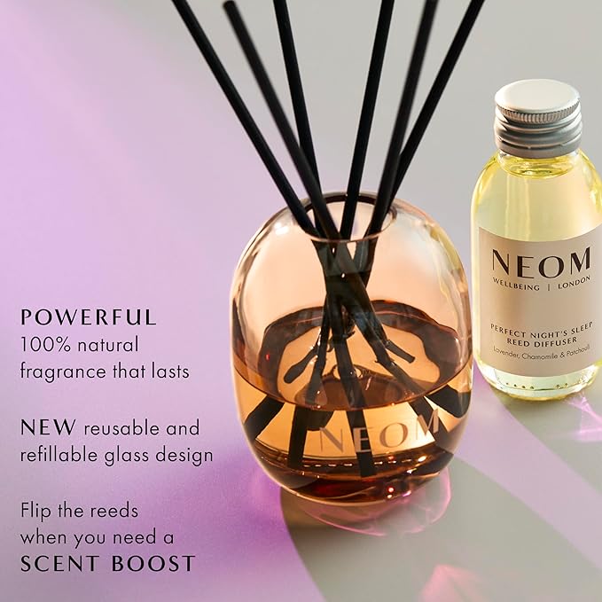 NEOM Perfect Night's Sleep Reed Diffuser Refill, 100ml I Lavender, Chamomile and Patchouli I 100% Natural Fragrances I Lasts 12 Weeks