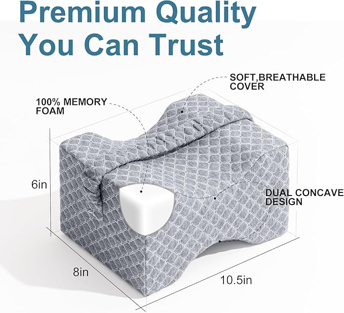 UJPFEO Knee Pillow for Side Sleepers, Leg Pillow for Sciatica, Back, HIPS, Knees, Joints Pain Relief,Pillows for Between Legs While Sleeping Spine Alignment Support & Relieves Pressure