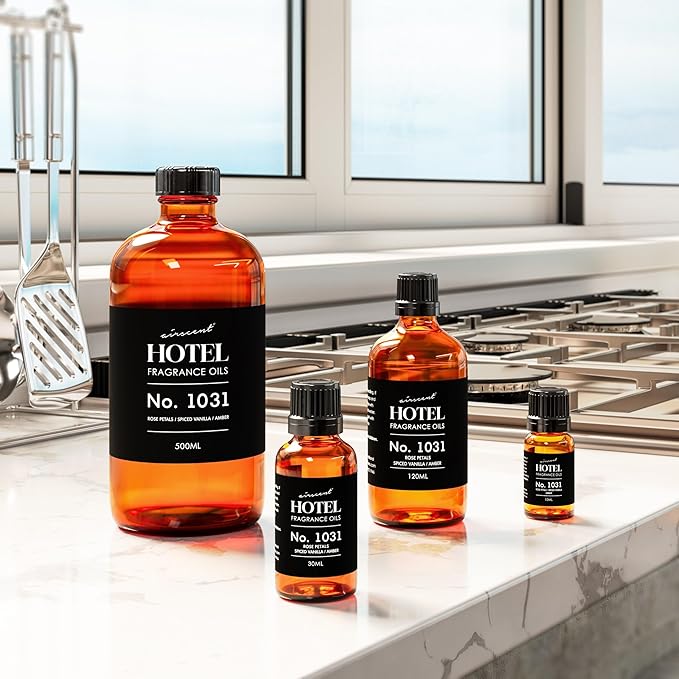 AirScent Hotel Diffuser Oil No. 1031 - Rose Petals Spiced Vanilla Amber - Hotel Scent Dupe - Fragrance Oil for Ultrasonic and Waterless Diffusers and Crafting - 500 mL, 16.9 fl oz Glass Bottle