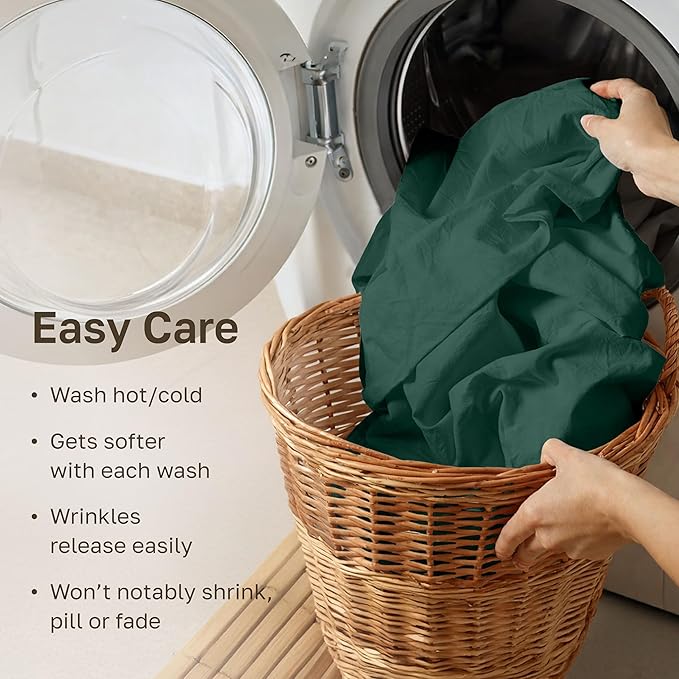 California Design Den Soft 100% Cotton Sheets Full Size Set, 400 Thread Count Good Housekeeping Award Winner, Silky Sateen Weave with Deep Pockets, Long Staple Cotton Bed Sheet Set - Hunter Green