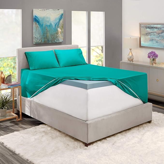 Nestl Queen Size Sheet Set, 4 Piece Extra Deep Pocket (18-24 inches), Microfiber, Cooling, Hotel Luxury, Soft, Breathable, Wrinkle-Free, Easy to Care, Teal