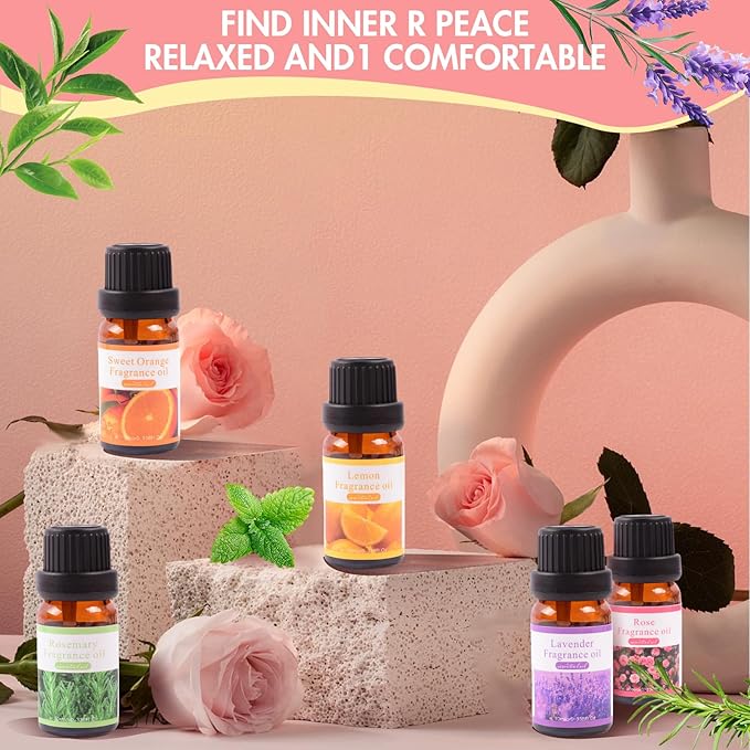 Essential Oils Set, 10x10mL Blends & Singles - Peppermint, Lavender, Tea Tree,for Aromatherapy, Diffusers, Home Care, Candle Making Scents, Skin & Humidifiers. Perfect Essential Oil Gift Set