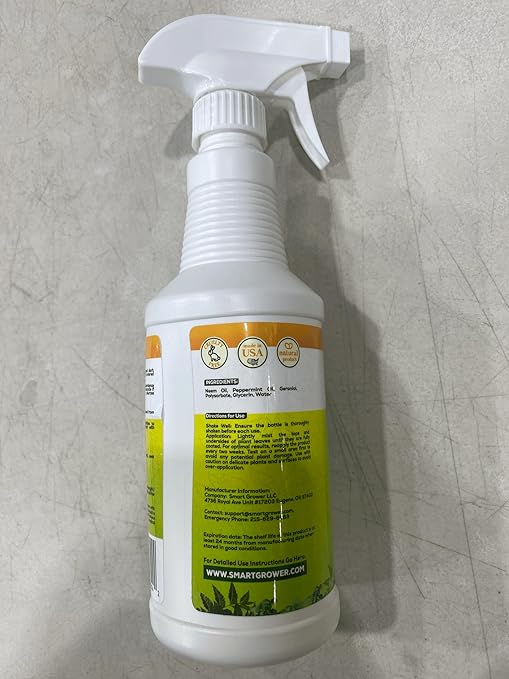 Smart Grower Neem Oil Spray for Plants with Peppermint Oil, Natural Plant Wash Made for Indoor Household Plants 16oz Easy Ready to Use Spray