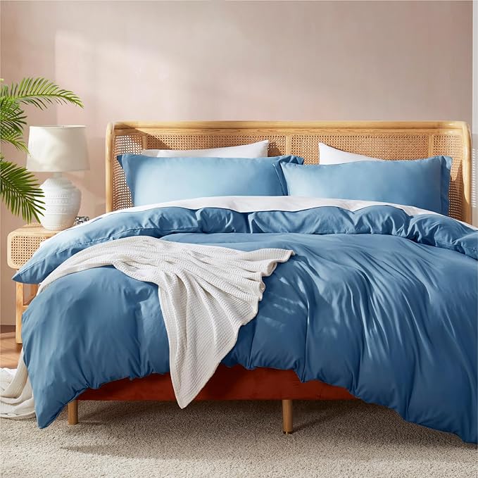 Nestl King Duvet Cover Set with Comforter Insert - Blue Heaven 4 Piece 104x90 Duvet Cover & 2 Pillow Shams with White Quilted Down Alternative Comforter, Ultra Soft, All Season