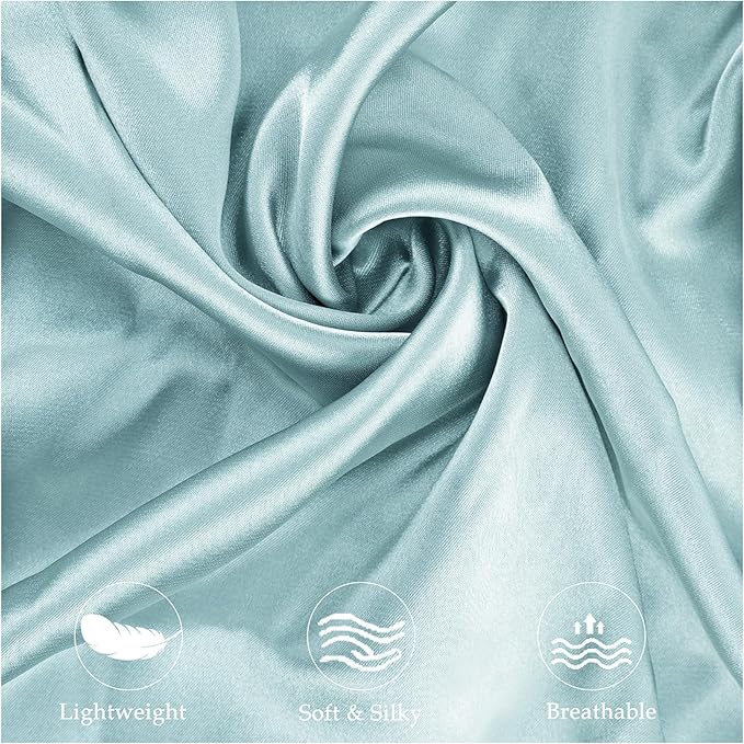Satin Pillowcase for Cervical Pillow, Ergonomic Case, Smooth & Silky Soft Sleeping Pillowcase, Light Blue Pillow Cover with Zipper