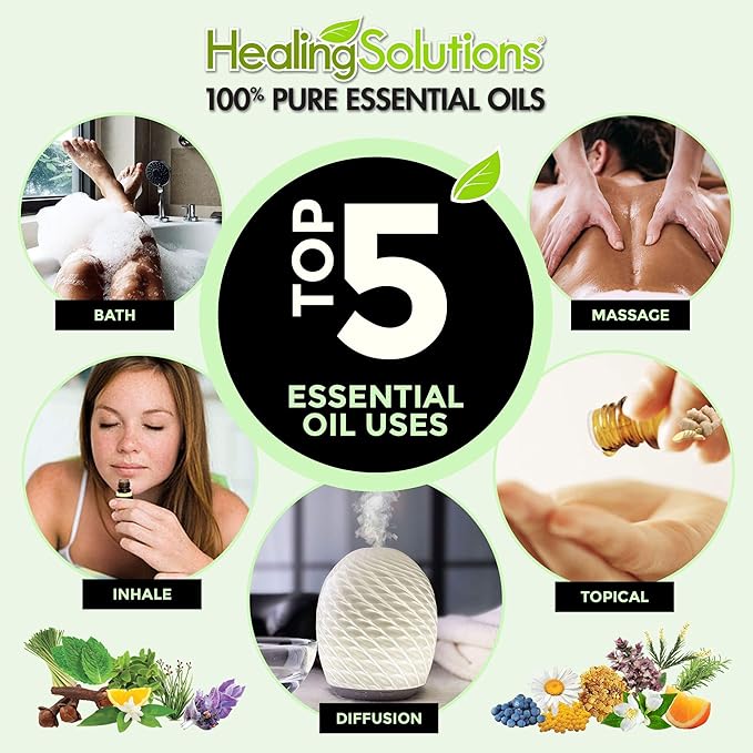 Healing Solutions Clary Sage Essential Oil, 0.33 oz (10ml), Pure, Organic, Undiluted for Hair Diffuser, & Skin, Therapeutic Grade Essential Oils