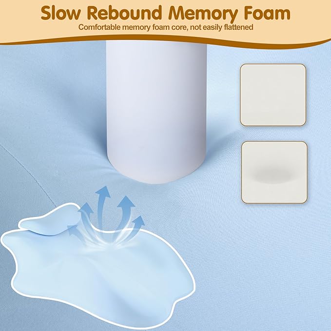 MYFAMIREA Memory Foam Ergonomic Wedge Pillow for Adults, Prone Pillow for Bed Sleeping, Reading, Memory Foam Ergonomic Cushion for Back Support, Sitting Up and Back Pain, with Removable Cover (Blue)