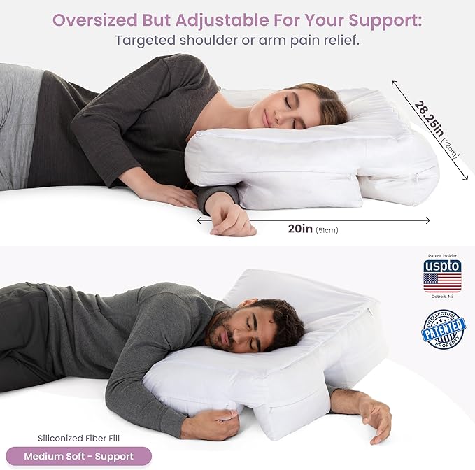 Wife Pillow Side Sleeper Pillow with Arm Hole for Shoulder Pain Relief, Arm Tunnel Design for Proper Neck & Spine Alignment, All-Night Comfort for Adults - Down Alternative Fiber Fill