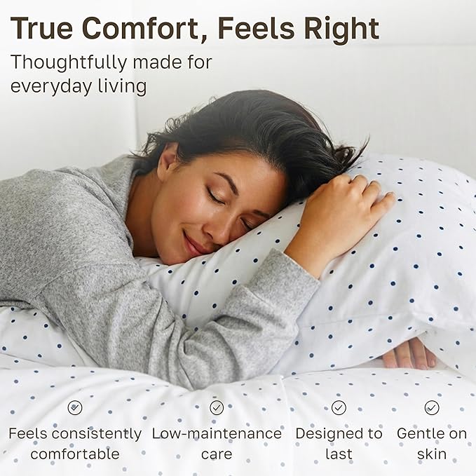California Design Den Soft 100% Cotton Full Sheet Set, 400 TC Good Housekeeping Award Winner, Smooth Sateen Finish with Deep Pockets, Cozy and Durable Cotton Bedding Set - Polka Dot