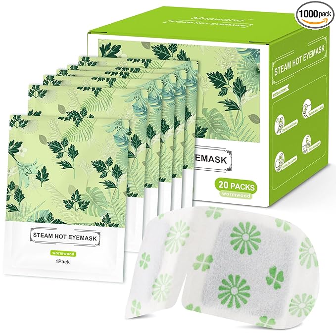 20 Packs Steam Eye Mask, Wormwood Steam Eye Masks Disposable, Self-Heating Relief Heated Eye Mask for Fatigue, Perfect for Home, Sleep, Spa & Travel