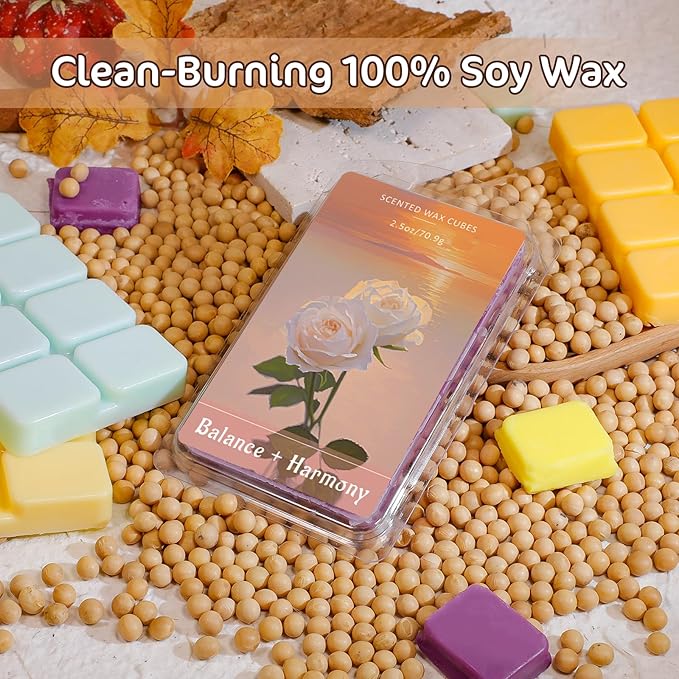SCENTORINI Wax Melts, 8 Pack Soy Wax Cubes for Relax Healing, Natural Candle Wax for Warmer, Long-Lasting Highly Scented Wax Melts Tarts Gift Set for Home Fragrance
