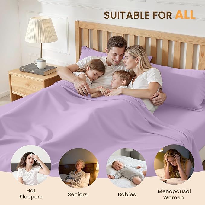 King Size 4 Piece Bed Sheet Set - Ultra Imitation Cotton-Hotel Luxury Bed Sheets Deep Pocket up to 15" - Premium Breathable & Cooling Sheets - Wrinkle, Fade, Stain Resistant (Lavender, King)
