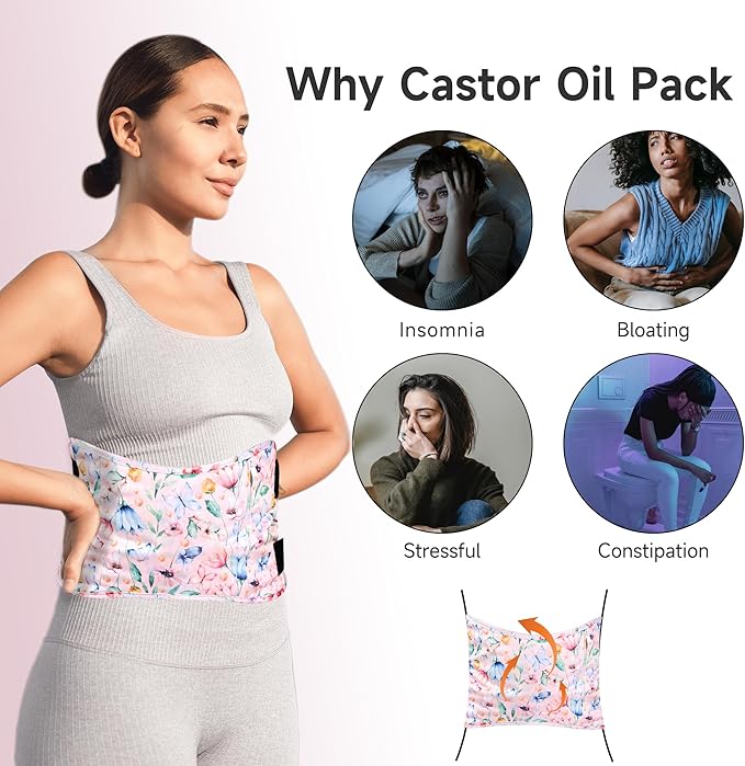 Langsprit Castor Oil Pack Wrap, Cotton Castor Oil Packs for Liver Detox，Butterfly L