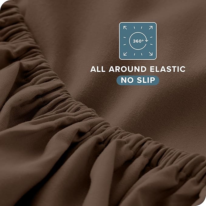 Bare Home Split King Sheet Set - 1800 Ultra-Soft Microfiber Bed Sheets - Double Brushed - Deep Pockets - Easy Fit - 5 Piece Set - Bedding Sheets & Pillowcases (Split King, Cocoa)