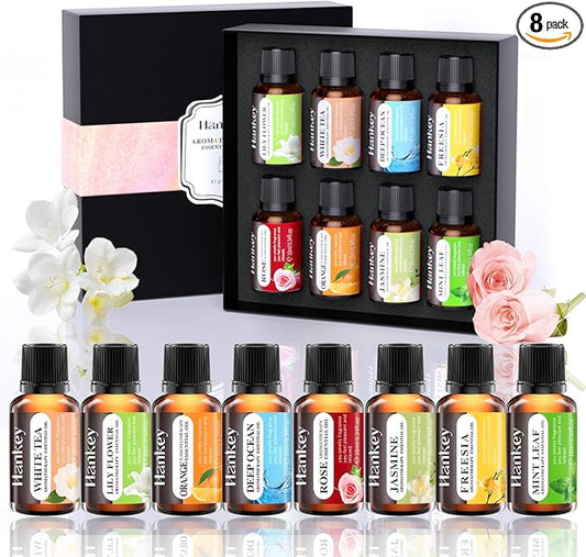 A CENTER Essential Oils Set Created for Humidifiers and Diffusers, Aromatherapy Diffuser Oils Scents, Essential Oil Kit for Home Use, Essential Oil Pack with Various Scents（8X10ML