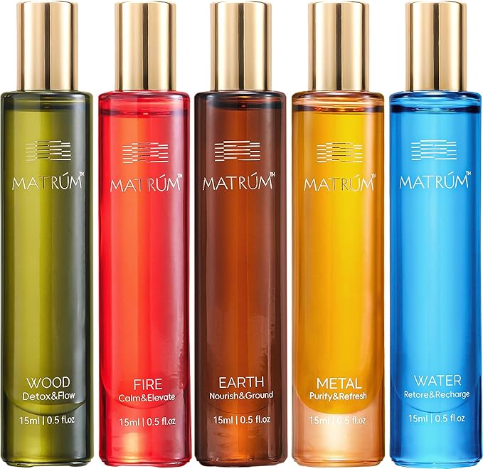 Essential Oil Roll On Gift Set, 5 Bestselling Botanical Blends for Stress Relief, Sleep & Focus, Premium Aromatherapy Wellness Collection, 5 x 15ml
