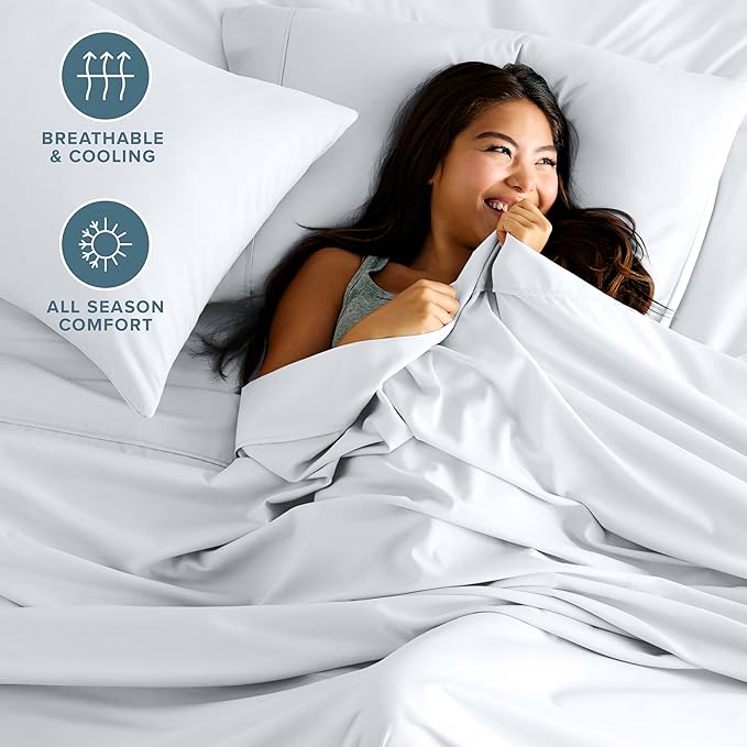 Bare Home Hotel Luxury King Sheet Set, Extra Soft - 6 Piece Set - Deep Pockets - Easy Fit - Cooling & Breathable - Wrinkle, Fade, Stain Resistant - Includes 4 Pillowcases (King, White)
