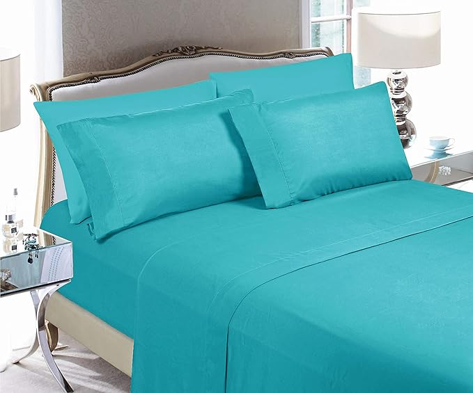 Elegant Comfort Luxury Soft Bed Sheets 1500 Premium Hotel Quality Microfiber Softness Wrinkle and Fade Resistant (6-Piece) Bedding Set, King, Santorini Teal