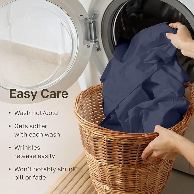 California Design Den Soft 100% Cotton Full Size Bed Sheets Set, 400 TC Good Housekeeping Award Winner, Smooth Sateen Finish with Deep Pockets, Cozy and Durable Full Bedding Set - Indigo Dusty Blue